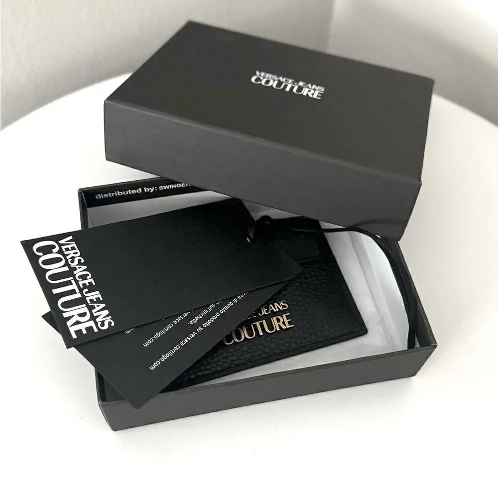 ⭕️ VERSACE JEANS Men’s Card Holder Wallet Black Designer